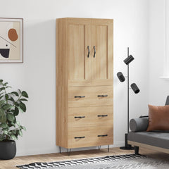 Highboard 69.5x34x180 cm Engineered Wood 3 Drawers Sonoma oak