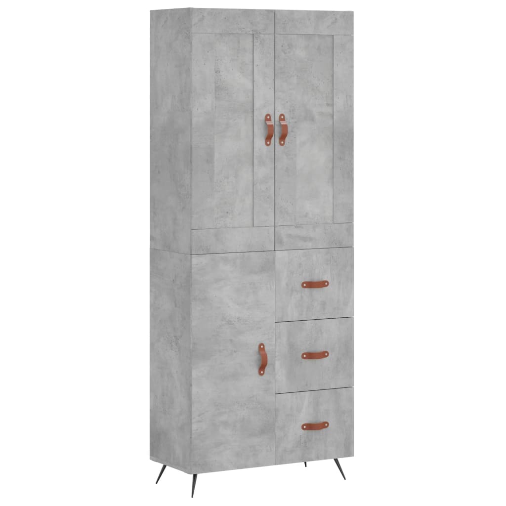 vidaXL Highboard Concrete Grey 69,5x34x180 cm Engineered Wood 2