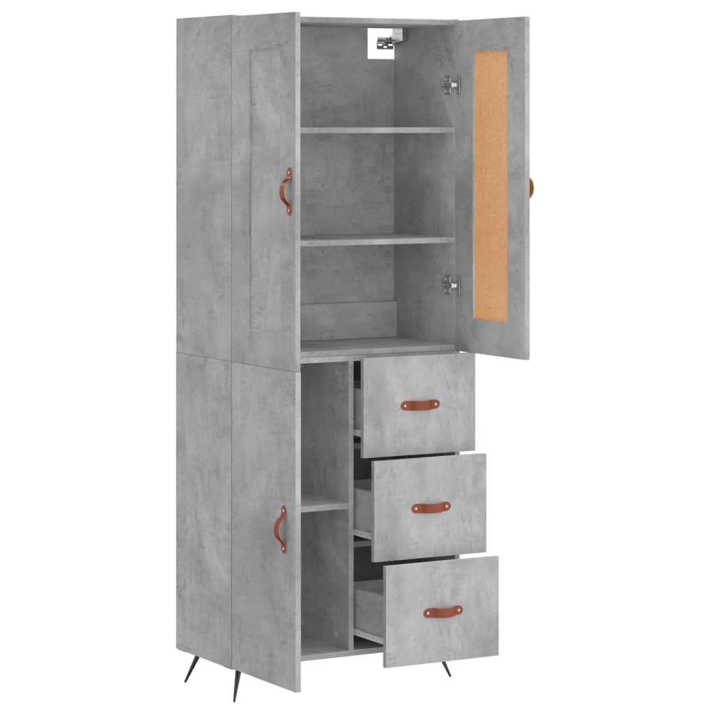 vidaXL Highboard Concrete Grey 69,5x34x180 cm Engineered Wood 4