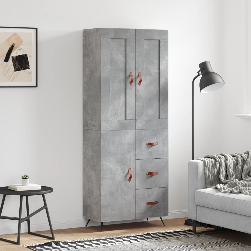 vidaXL Highboard Concrete Grey 69,5x34x180 cm Engineered Wood 1