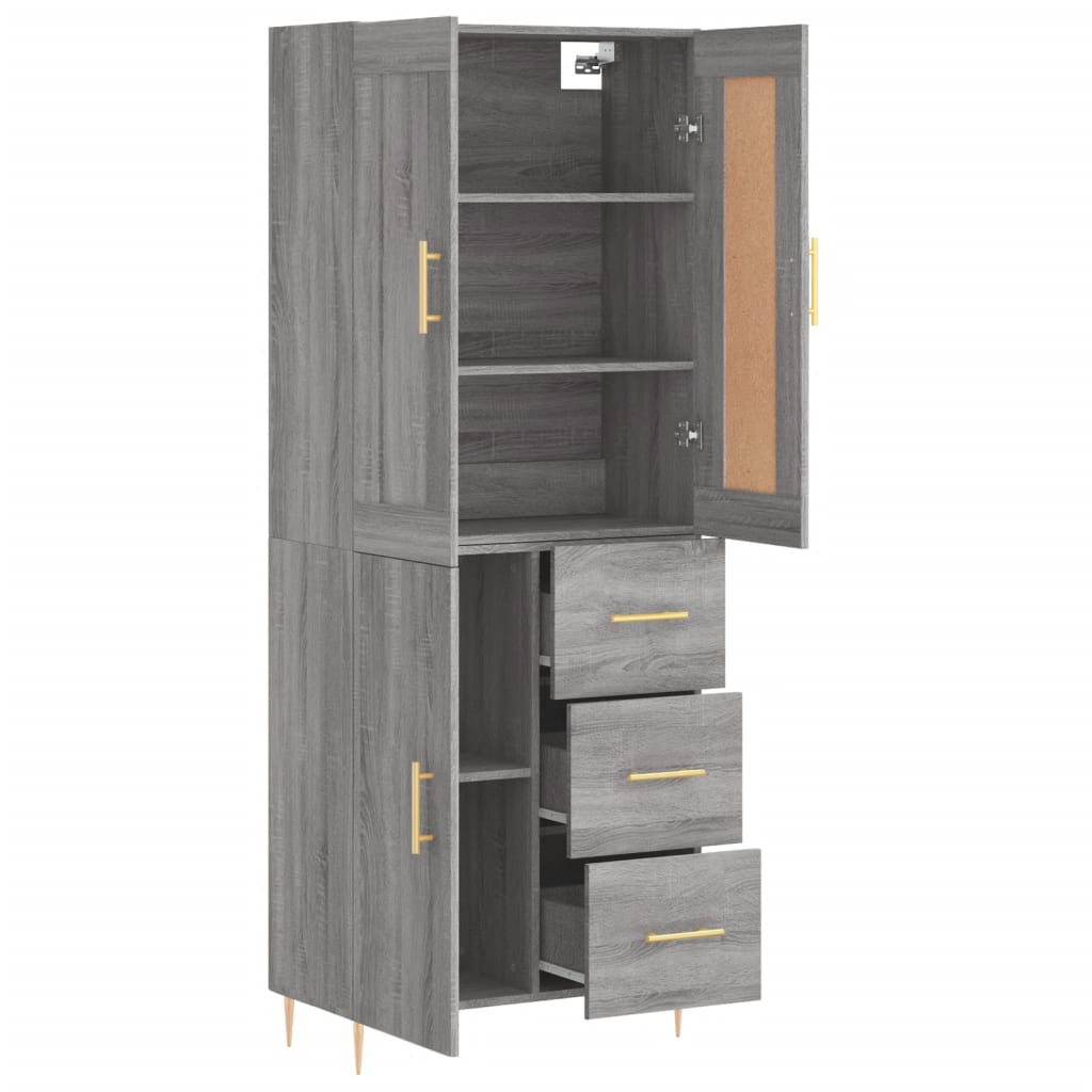 vidaXL Highboard Grey Sonoma 69,5x34x180 cm Engineered Wood 3