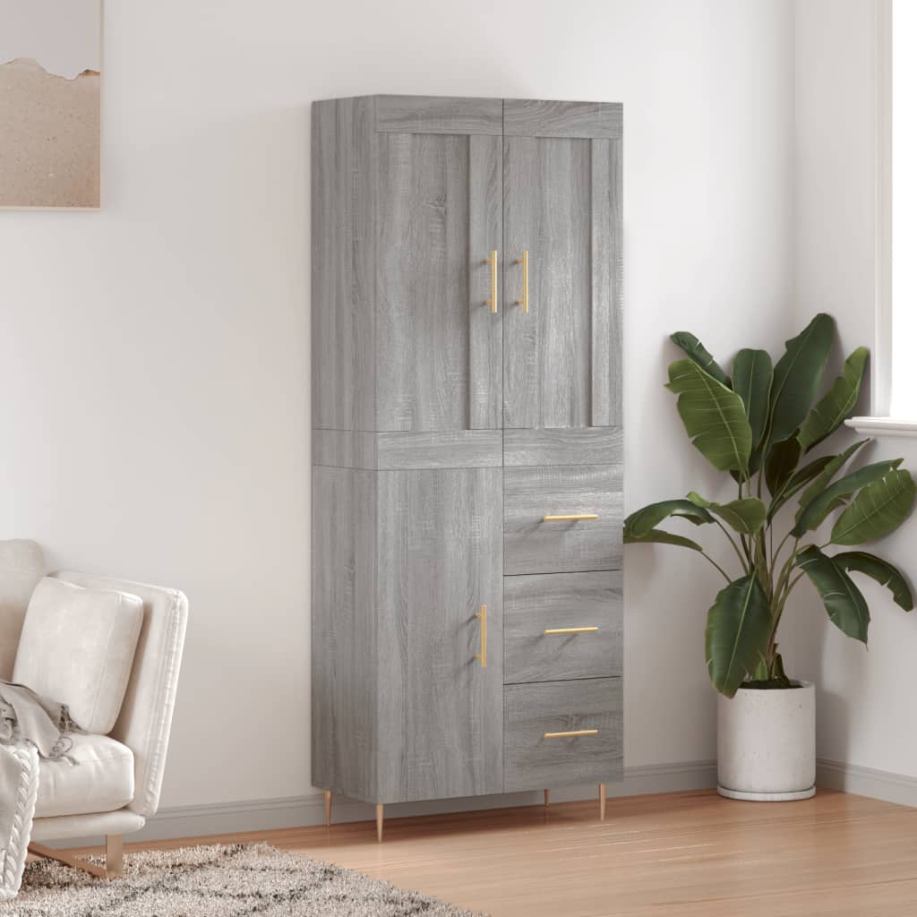 vidaXL Highboard Grey Sonoma 69,5x34x180 cm Engineered Wood 1