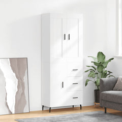 Highboard 69.5x34x180 cm Engineered Wood 1 Door 3 Drawers White