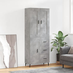 Highboard 69.5x34x180 cm Engineered Wood 1 Door 3 Drawers Concrete grey