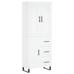 Highboard 69.5x34x180 cm Engineered Wood 1 Door 3 Drawers White