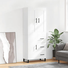 Highboard 69.5x34x180 cm Engineered Wood 1 Door 3 Drawers White