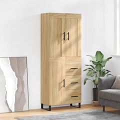 Highboard 69.5x34x180 cm Engineered Wood 1 Door 3 Drawers Sonoma oak