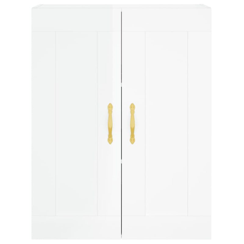 Highboard High Gloss White 69.5x34x180 cm Engineered Wood