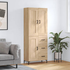 Highboard 69.5x34x180 cm Engineered Wood 1 Wood Door 3 Drawers Sonoma oak