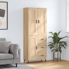 Highboard 69.5x34x180 cm Engineered Wood 1 Wood Door 3 Drawers Sonoma oak