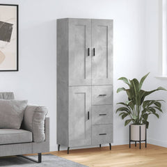 Highboard 69.5x34x180 cm Engineered Wood 1 Wood Door 3 Drawers Concrete grey