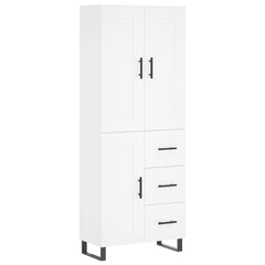 Highboard 69.5x34x180 cm Engineered Wood 1 Wood Door 3 Drawers White