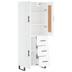 Highboard 69.5x34x180 cm Engineered Wood 1 Wood Door 3 Drawers White