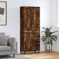 Highboard 69.5x34x180 cm Engineered Wood 1 Wood Door 3 Drawers Smoked oak