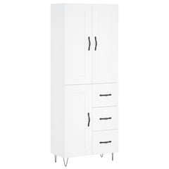 Highboard 69.5x34x180 cm Engineered Wood 1 Wood Door 3 Drawers White