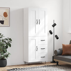 Highboard 69.5x34x180 cm Engineered Wood 1 Wood Door 3 Drawers White