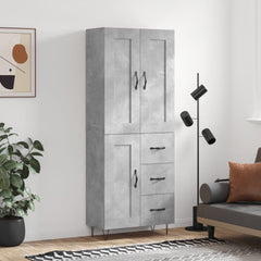 Highboard 69.5x34x180 cm Engineered Wood 1 Wood Door 3 Drawers Concrete grey