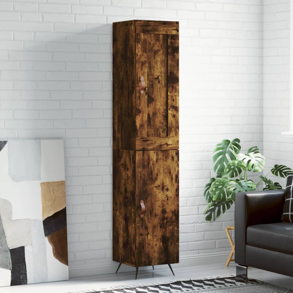 Highboard 34.5x34x180 cm Engineered Wood 1 Door Smoked oak