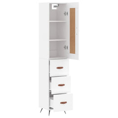 Highboard 34.5x34x180 cm Engineered Wood 3 Drawers White