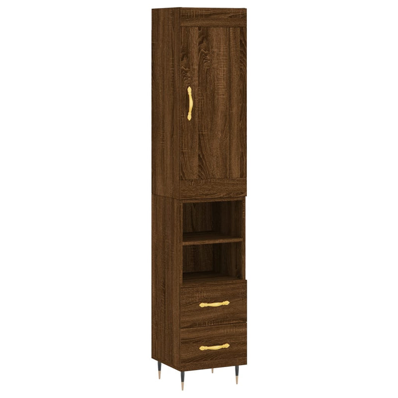 Highboard Brown Oak 34.5x34x180 cm Engineered Wood