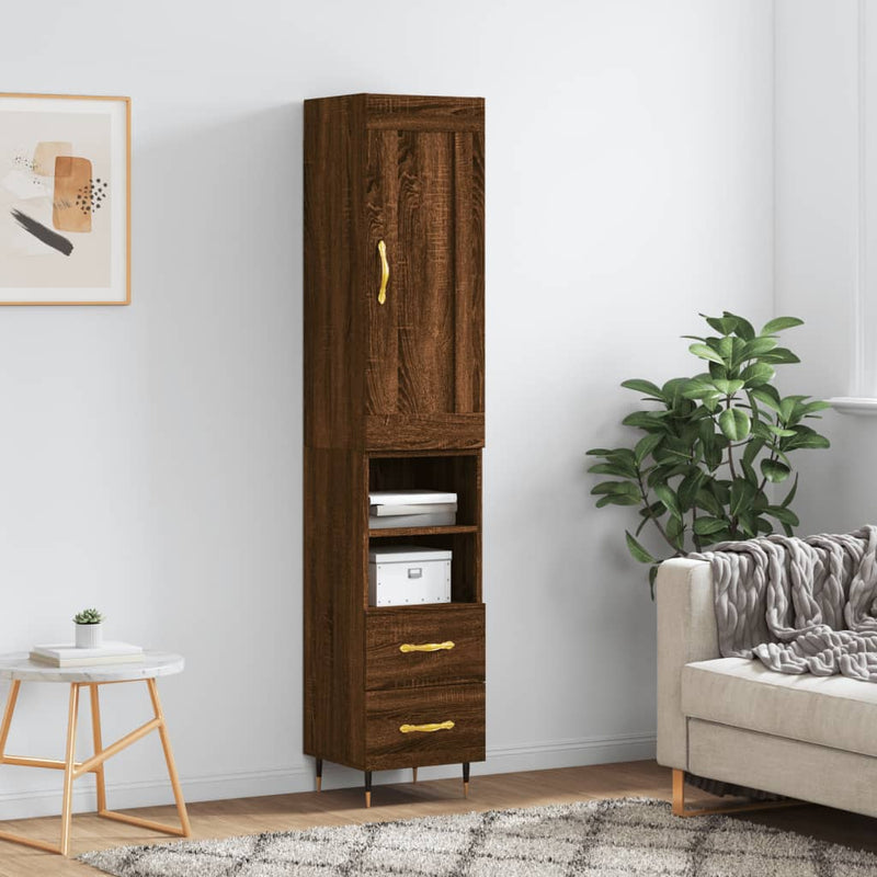 Highboard Brown Oak 34.5x34x180 cm Engineered Wood