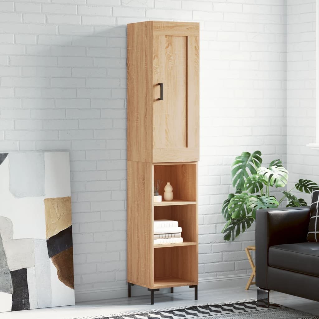 Highboard 34.5x34x180 cm Engineered Wood 3 Shelves Sonoma oak