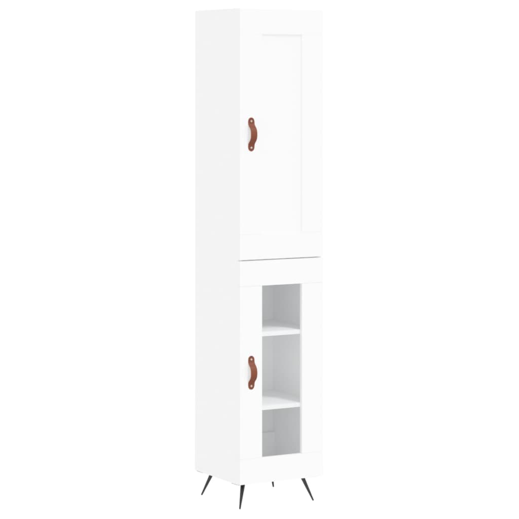 Highboard 34.5x34x180 cm Engineered Wood 1 Glass Door White