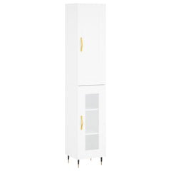Highboard 34.5x34x180 cm Engineered Wood 1 Glass Door White