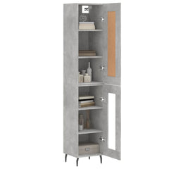 Highboard 34.5x34x180 cm Engineered Wood 1 Glass Door Concrete grey
