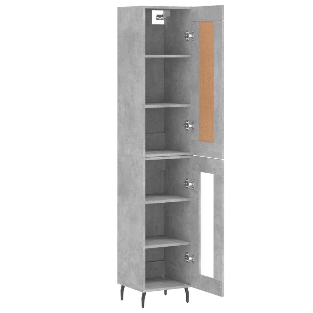 Highboard 34.5x34x180 cm Engineered Wood 1 Glass Door Concrete grey