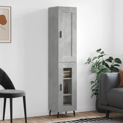 Highboard 34.5x34x180 cm Engineered Wood 1 Glass Door Concrete grey