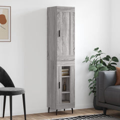 Highboard 34.5x34x180 cm Engineered Wood 1 Glass Door Grey sonoma
