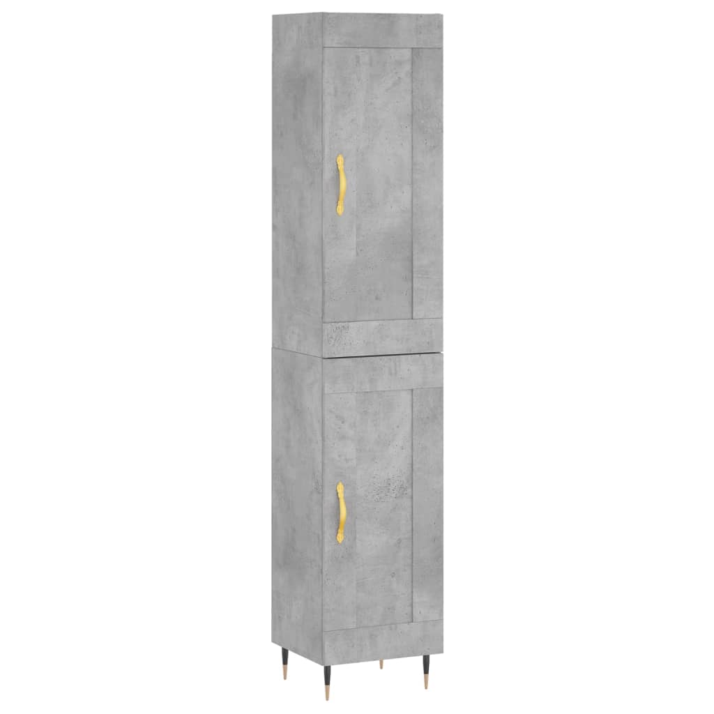 Highboard 34.5x34x180 cm Engineered Wood 1 Wood Door Concrete grey