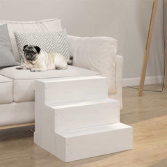 vidaXL Pet Stair White 40x37.5x35 cm Solid Wood Pine 3