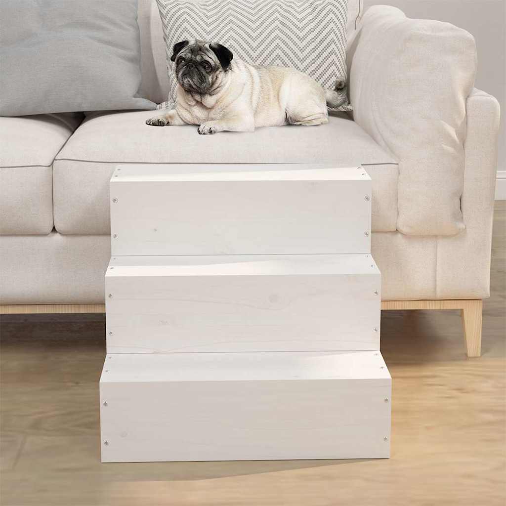 vidaXL Pet Stair White 40x37.5x35 cm Solid Wood Pine 1