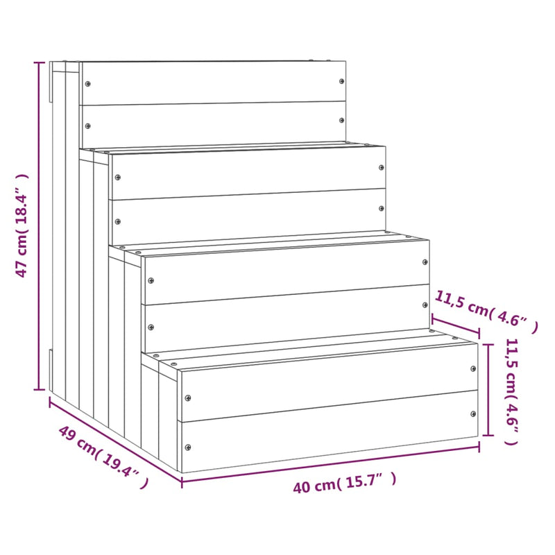 Pet Stair 40x49x47 cm Solid Wood Pine