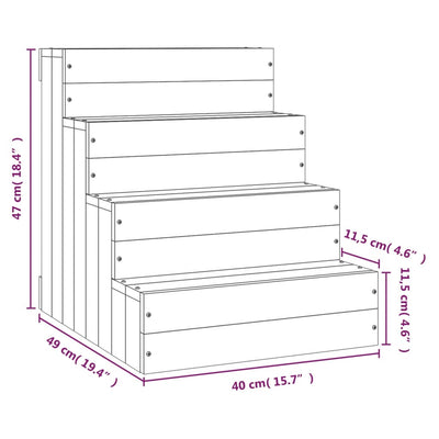 Pet Stair White 40x49x47 cm Solid Wood Pine