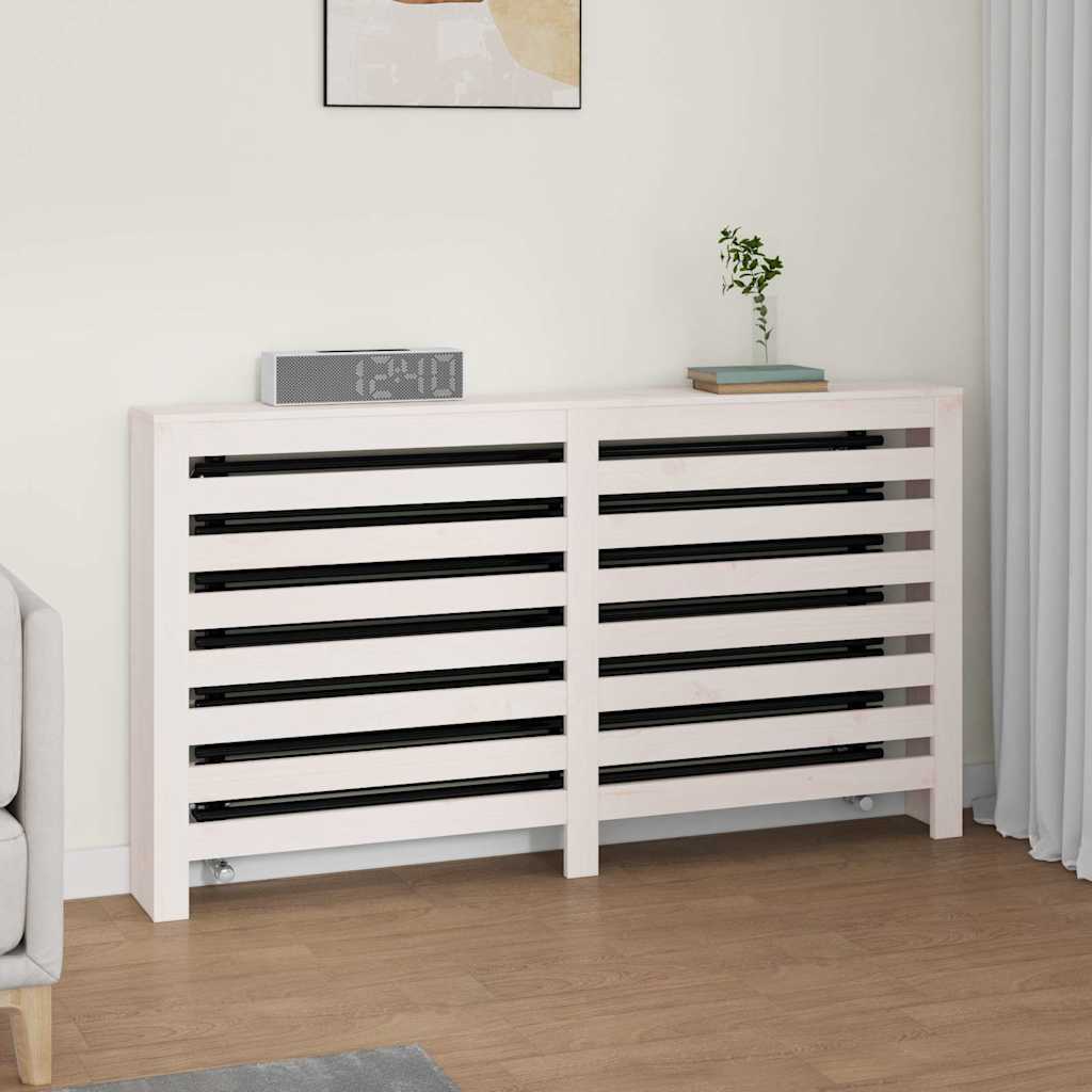 vidaXL Radiator Cover White 153x19x84 cm Solid Wood Pine 1