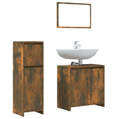 3 Piece Bathroom Furniture Set Engineered Wood Smoked oak
