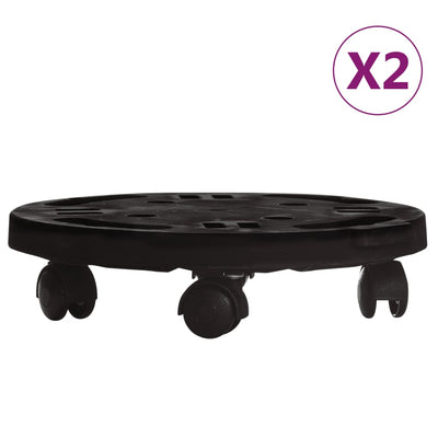 Plant Trolleys with Wheels 2 pcs Diameter 30 cm Black 170 kg