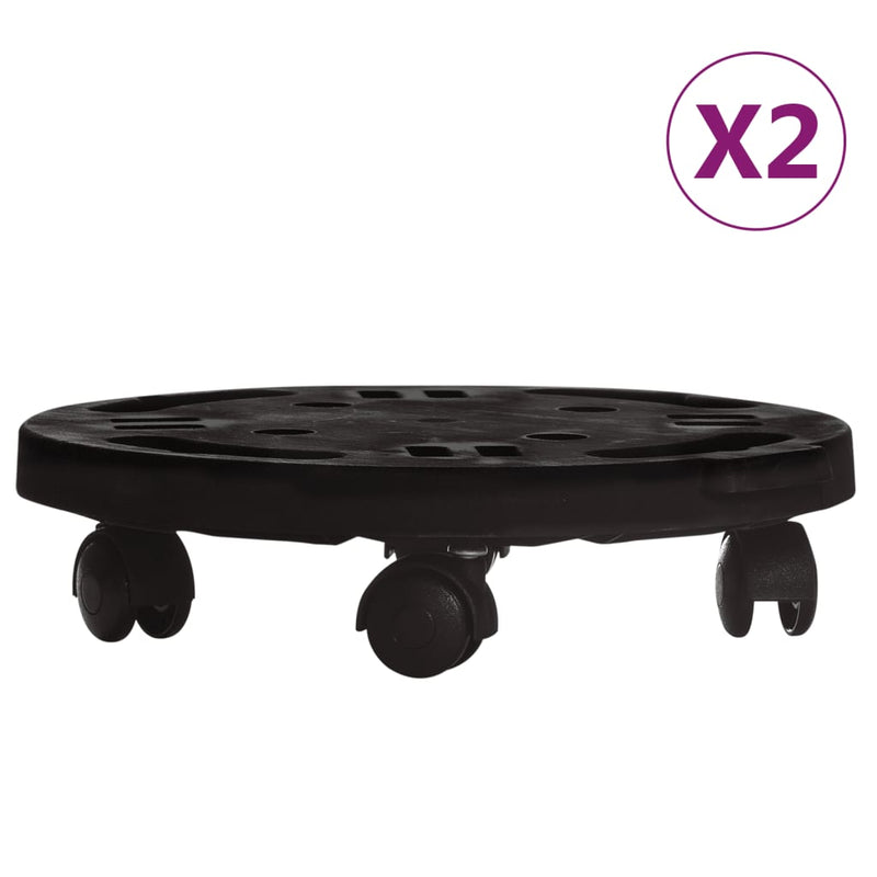 Plant Trolleys with Wheels 2 pcs Diameter 30 cm Black 170 kg