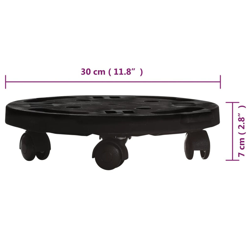 Plant Trolleys with Wheels 2 pcs Diameter 30 cm Black 170 kg