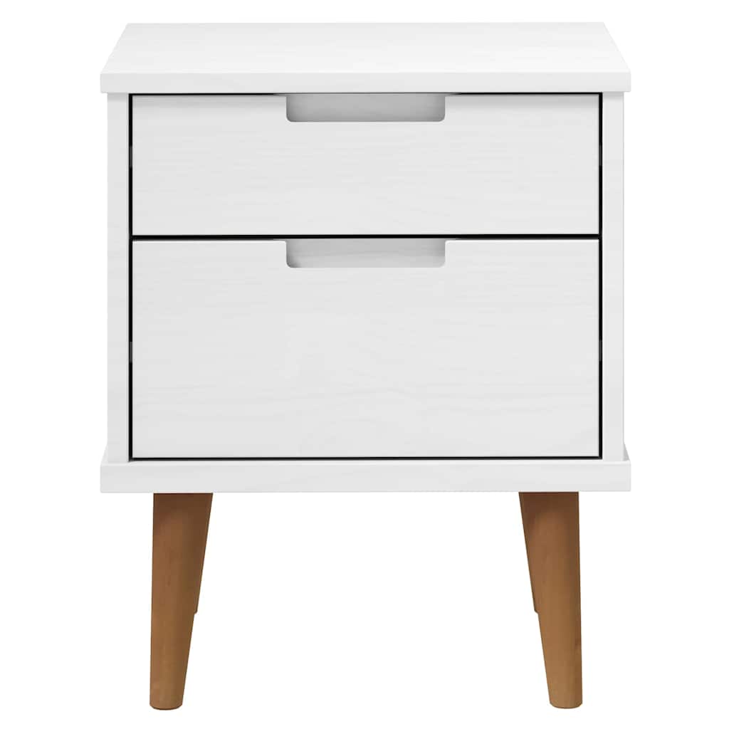 vidaXL Bedside Cabinet MOLDE White 40x35x48 cm Solid Wood Pine 4