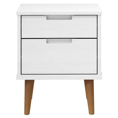 vidaXL Bedside Cabinet MOLDE White 40x35x48 cm Solid Wood Pine 4