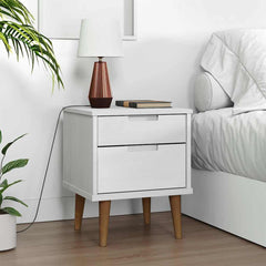 vidaXL Bedside Cabinet MOLDE White 40x35x48 cm Solid Wood Pine 1