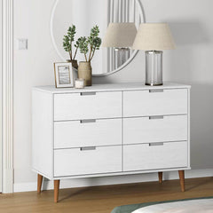 Drawer Cabinet "MOLDE" 113x40x80 cm Solid Wood Pine White