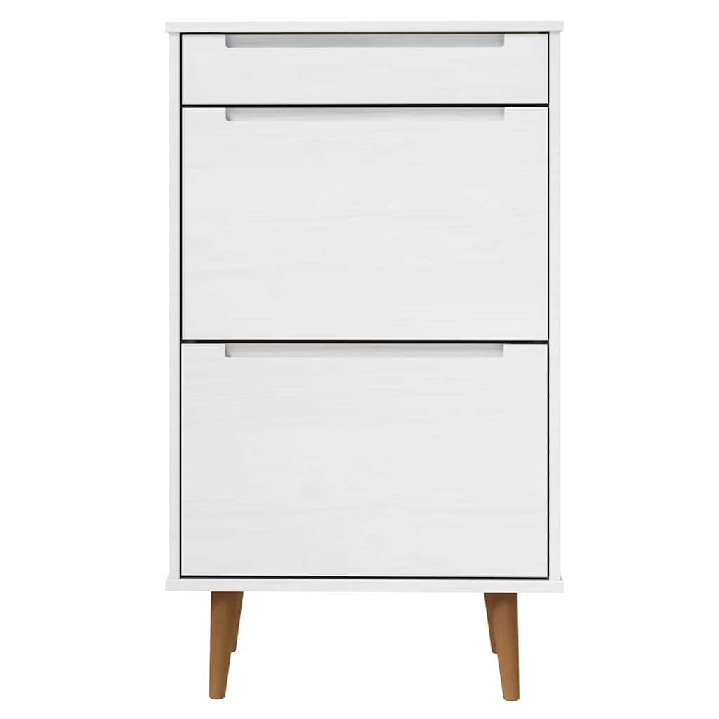 vidaXL Shoe Cabinet MOLDE White 59,5x35x103 cm Solid Wood Pine 4