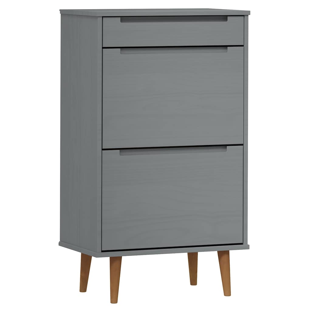 vidaXL Shoe Cabinet MOLDE Grey 59,5x35x103 cm Solid Wood Pine 2