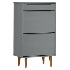 vidaXL Shoe Cabinet MOLDE Grey 59,5x35x103 cm Solid Wood Pine 2