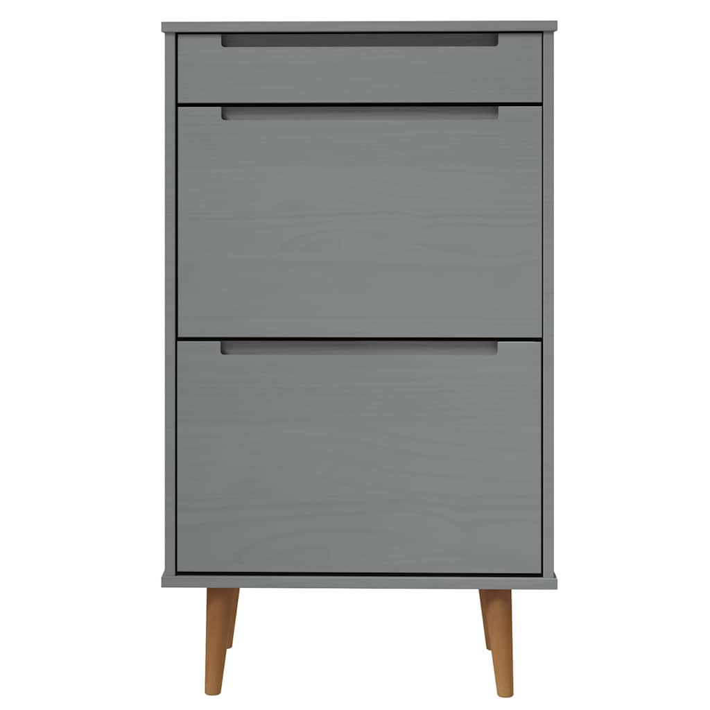 vidaXL Shoe Cabinet MOLDE Grey 59,5x35x103 cm Solid Wood Pine 4